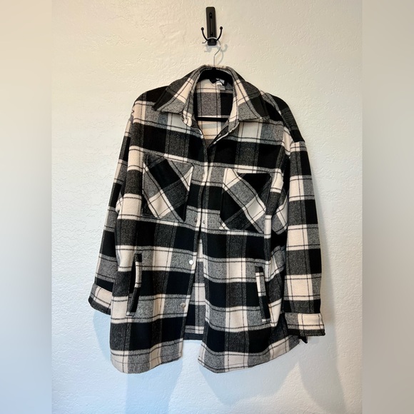 H&M Brushed Twill Jacket in Black/Plaid - Size XS - Picture 6 of 7